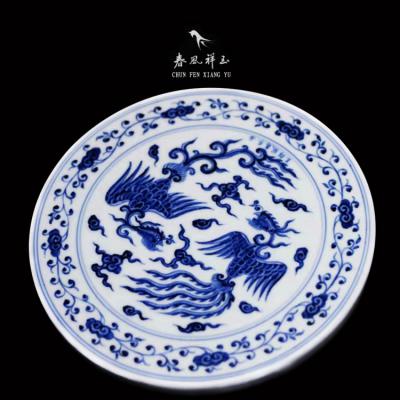 春风祥玉 邹俊窑老春2012年壬辰款 手绘青花凤凰纹 壶承赏盘茶杯