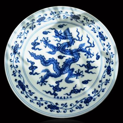 春风祥玉旗舰店邹俊窑龙纹茶盘 老春2012壬辰款团龙赏盘 壶承茶具